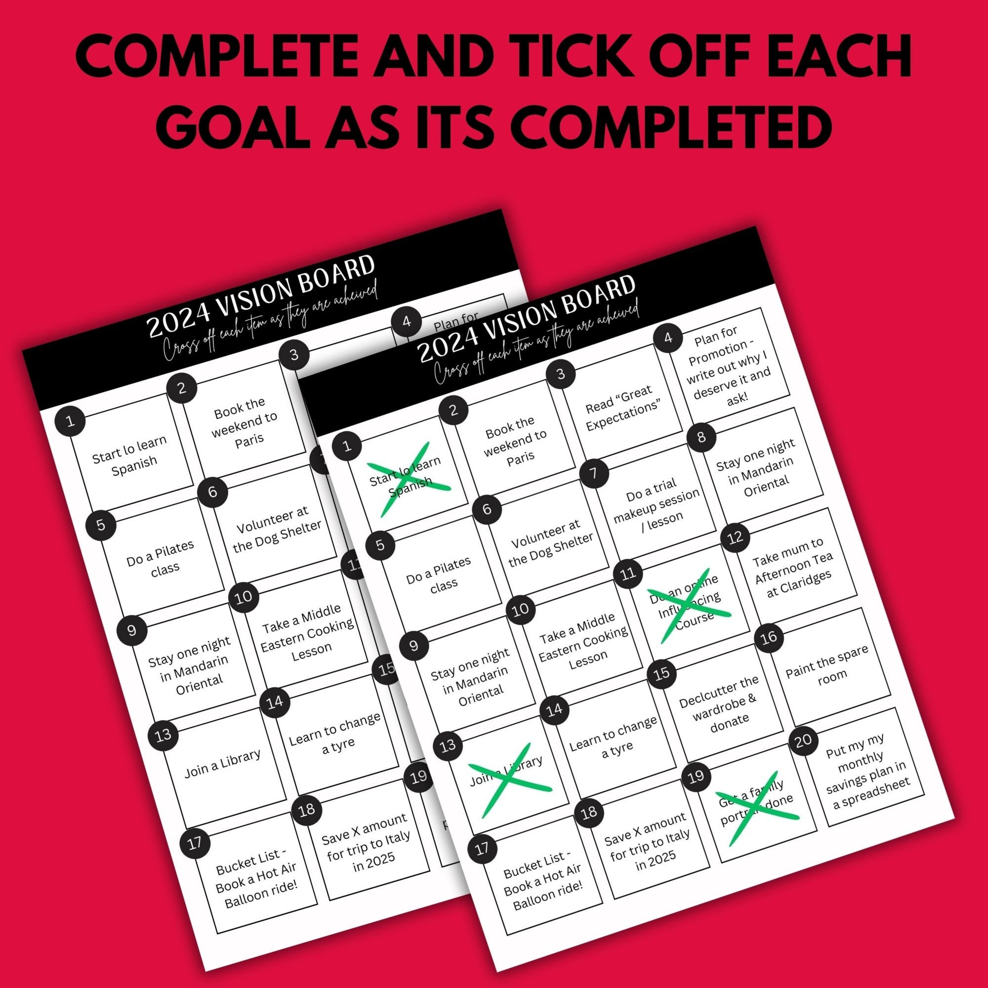 Quick Vision Board Vision Board Bingo Editable Vision - Etsy