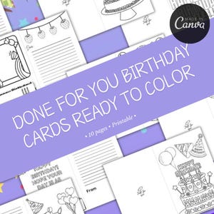Cartões de aniversário para colorir | Cartões de felicitações DIY para imprimir para crianças | Atividade para colorir | Cartões de aniversário para colorir para crianças | Criação de cartões DIY divertidos |