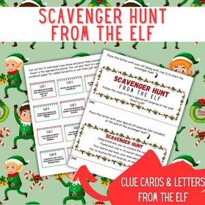 Elf Scavenger Hunt | Christmas Scavenger Hunt | Christmas Treasure Hunt ...