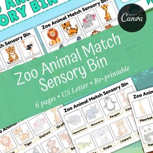 Zoo Match / Plan de estudios preescolar / Reconocimiento de animales / Tarjetas de emparejamiento de animales imprimibles / Juegos para niños pequeños /