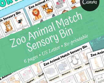 Zoo Animal Match – Sensory Bin Alphabet-Spiel zum Ausdrucken (PDF ...