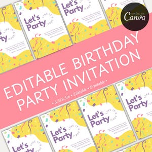 Lets Party Birthday Invitation | Birthday Invitation | Editable Kids Party Invite | Digital Template for Fun Celebrations |