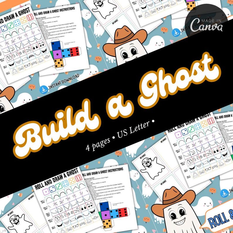 Roll and Draw a Ghost Game | Printable Halloween Activity (digital ...