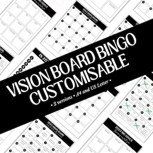 Tableau 2025 Quick Vision | Vision Board Bingo | Tableau de visualisation modifiable | Tableau visuel personnalisable | Objectifs manifestes |