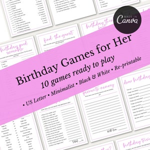 Birthday Games for Her | Girls Night In | Girls Night Activities | Birthday Games Bundle |