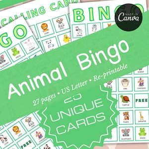 Animal Party Game | Family Activity | Animal Bingo | Digital Download | Zoo Bingo | Instant Download |