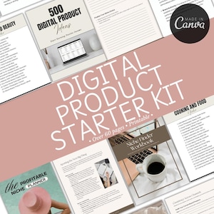 Digital Product Business Starter Bundle | 500 Digital Product Ideas | Niche Planner Workbook | Find Your Profitable Niche | Printable PDF |