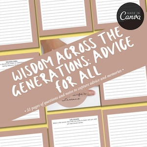 Wisdom Across Generations |  Words of Advice Notebook |  Family Advice |  Words of Wisdom |