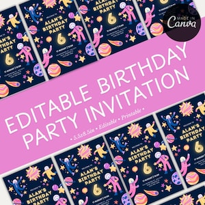Space Adventure Birthday Party Invitation | Birthday Invitation | Editable Kids Party Invite | Digital Template for Fun Celebrations |
