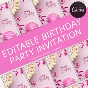 Chic Pink Cake Birthday Party Invitation | Birthday Invitation | Editable Party Invite | Digital Template for Fun Celebrations |