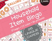 Household Item Bingo, Printable Kids Game (Digital Download)