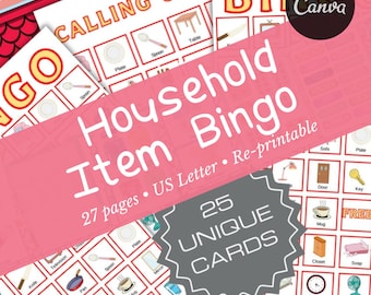Household Item Bingo, Printable Kids Game (Digital Download)