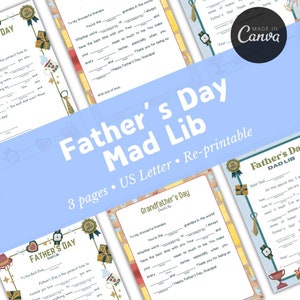 Father&#39;s Day Mad Libs | Printable Mad Libs | Father&#39;s Day Family Activity | Father&#39;s Day Games |