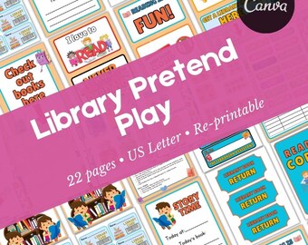 Library Pretend Play: Preschool Printable Activities (Digital Download)