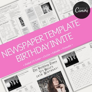 Editable Birthday Newspaper Template | Customizable Canva Design | Newspaper Template | Unique Custom Design | Perfect for Invitations |