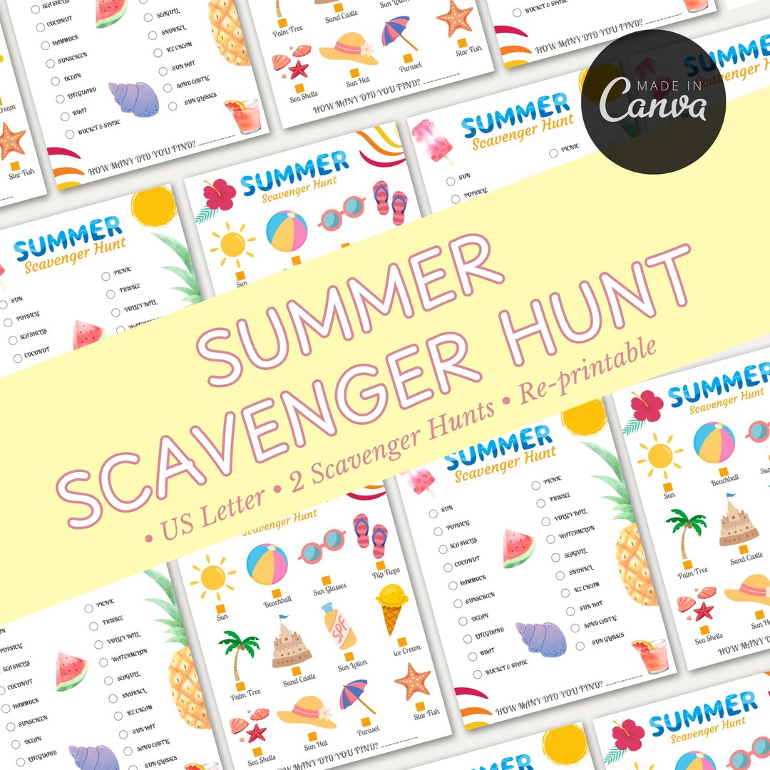 Summer Scavenger Hunt for Kids - 2 Printable Outdoor Games - Etsy