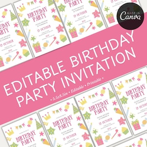 Cute Pastel Birthday Invitation | Birthday Invitation for Young Kids | Editable Kids Party Invite | Digital Template for Fun Celebrations |