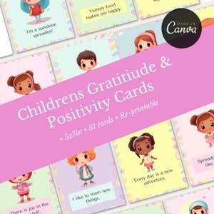 Childrens Gratitude & Positivity Cards | Childrens Positive Affirmations | Gratitude Cards | Positive Child Cards |