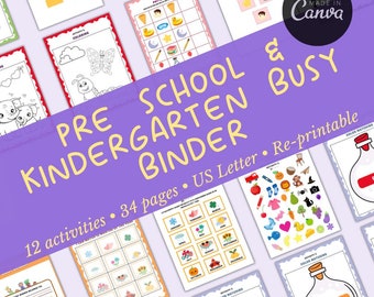 Preschool Kindergarten Busy Book | Learning Activities (Digital Download)