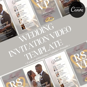 Wedding Video Invitation | Digital Invite Template | RSVP | Destination Wedding Invitation | Save the Date Video | Editable Wedding Invite |