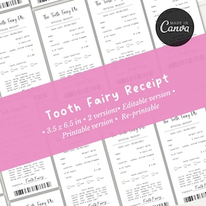 Dent perdue | Reçu de la fée des dents imprimable | Lettre de fée des dents imprimable | Lettre réaliste de fée des dents | Certificat de première dent |