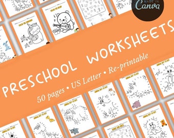 Pre-school and Kindergarten Worksheets | Preschool Worksheet Set |