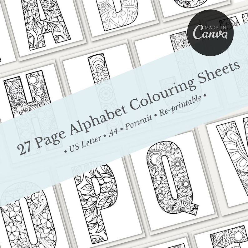Alphabet Colouring Sheets Kids Colouring Activity Educational Activity ...