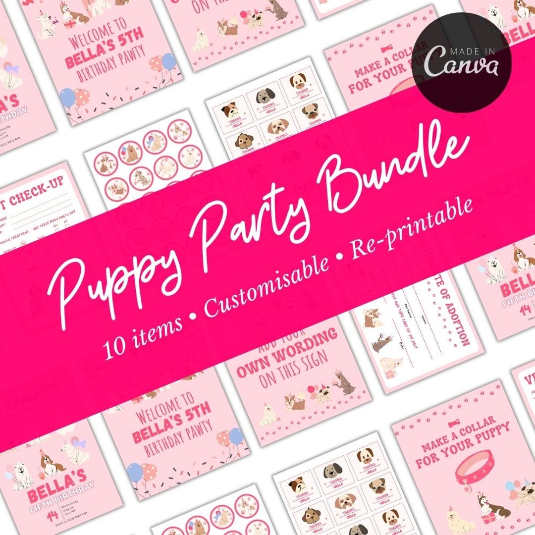 Puppy Party Bundle for Girls | Dog Decor | Puppy Pawty Birthday Bundle ...