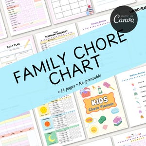 Planer Tagesplaner | Familien Wochenplaner | Checkliste für die Kinderarbeit | Putz-Tracker | Tabelle der Hausarbeiten |