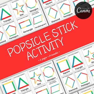 Gioco dei bastoncini di ghiacciolo per i più piccoli / Risorse di apprendimento prescolare / Gioco di abilità motorie fini / Forme di apprendimento / Materiali stampabili prescolari /