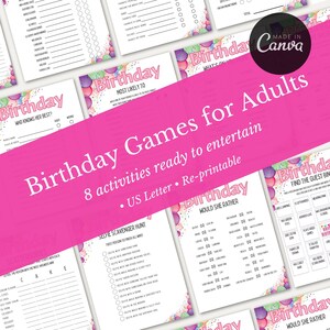 Birthday Games for Her | Girls Night In | Girls Night Activities | Birthday Games Bundle | Adult Birthday Party Games |