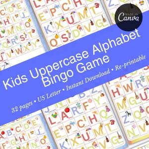 Bingo del alfabeto, Bingo del alfabeto en mayúsculas, Bingo de letras mayúsculas para niños, Bingo de letras para niños,