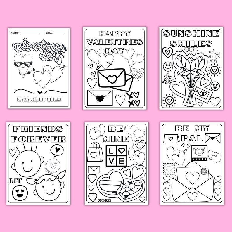 Valentine Coloring Pages, Kids and Adults (18 Fun Printable Sheets) - Etsy