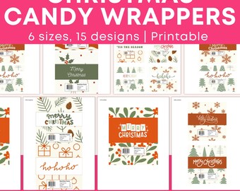 Involucri di caramelle natalizie, rossi e verdi (PDF stampabile in 6 misure)