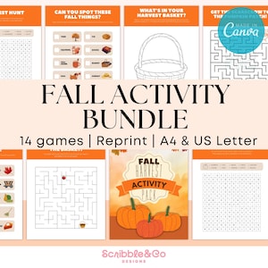 Fall Activity Pack | Fun Printable Autumn Games for Kids | Thanksgiving Activities | Printable Games for Autumn Fun |