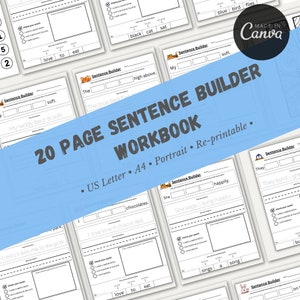 Kids Sentence Builder Pack | English Workbook | Primary Level English Sentence Workbook | Elementary English Sentence Builder |