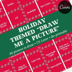 Holiday Drawing Challenge | Printable Holiday Drawing Games | Kids Christmas Drawing Challenge | Christmas Party Game | Family Games |