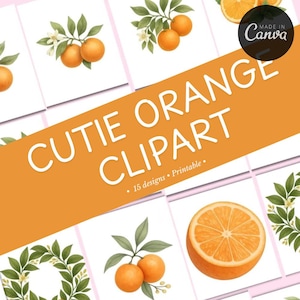 Little Cutie Clipart | Orange Clipart | Citrus Clip Art | Greenery Clipart |