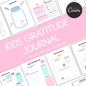 Diario de gratitud para niños / Mindfulness para niños / Cuaderno de autocuidado / Pensamiento positivo para niños / Reflexión diaria / Mentalidad positiva /