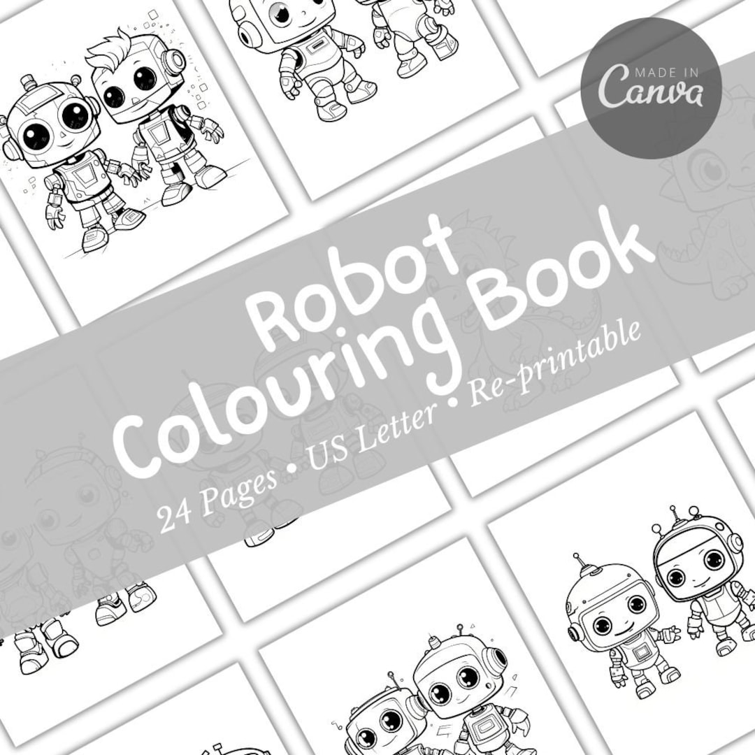 Robot Colouring Pages | Robot Coloring Pages - Etsy