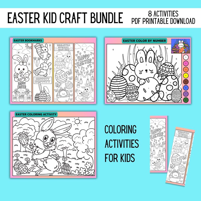 Easter Craft Bundle for Kids, Coloring & Games (printable Activities ...