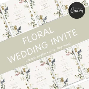 Convite de casamento floral | Design em alta | Download para impressão | Perfeito para eventos especiais