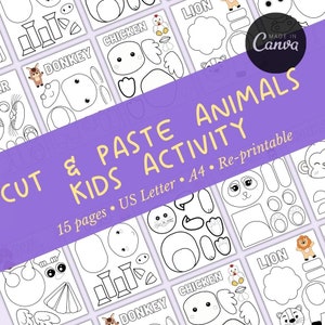 Cut & Paste Animals | Animal Activity Book | Kids Craft Activity |