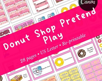 Donut Shop Pretend Play: Printable Food and Cash - Kids Activity