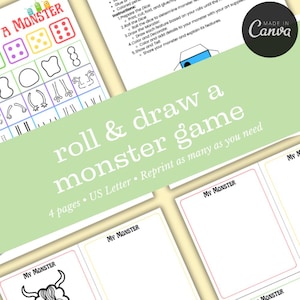 Roll & Draw Game | Make a Monster | Draw a Monster | Roll a Dice Game |