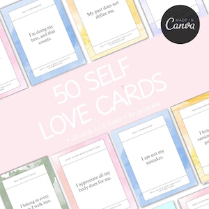 Printable Positive Affirmationen Karten | 50 Affirmationskarten | Druckbare tägliche Affirmationen | Ermutigungskarten | Vertrauensschub |