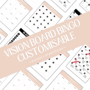 Vision Board Bingo Card | Quick Vision Board | Editable Vision Board | Customisable Vision Board | Manifest Goals | Circle Version |