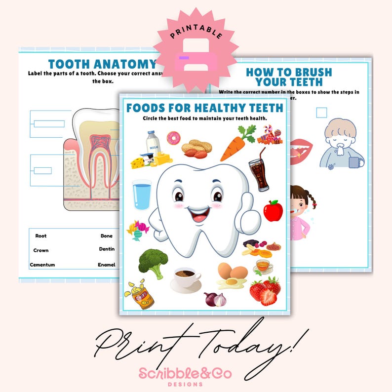 Worksheet Toothpaste Dentist Activity Pack: 29 Printable Pages With Fun Tooth Care Games - Etsy