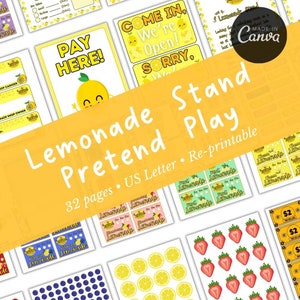 Lemonade Stand Dramatic Play | Sensory Bin | Summer Pretend Play | Lemonade Stand Signs | Instant Download | Pretend Play Printable |