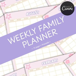 Weekly Family Planner | Printable Organizer | Family Calendar | Family Schedule | Household Planner | Household Schedule |